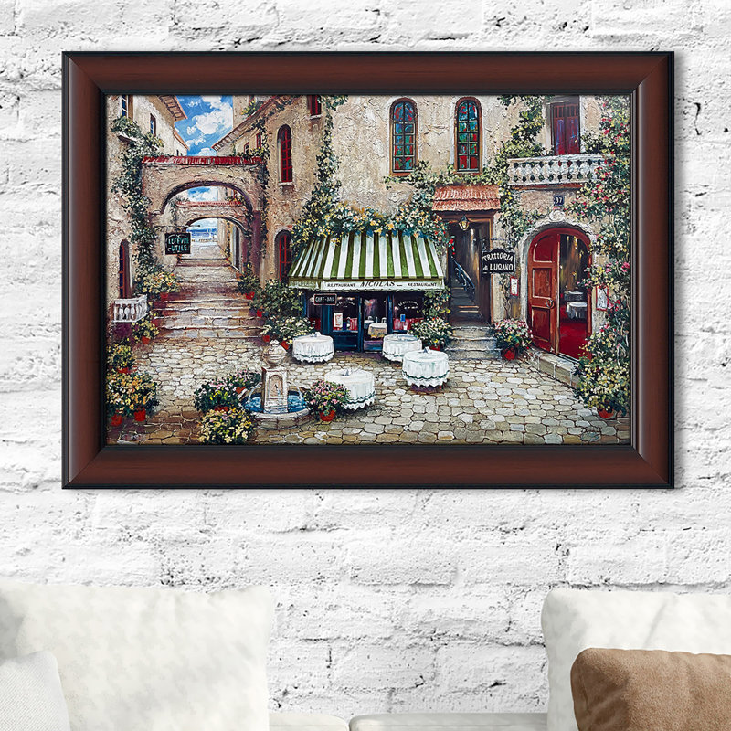 "Trattoria Di Lugano" par Roger Duvall, reproduction encadrée sous acrylique