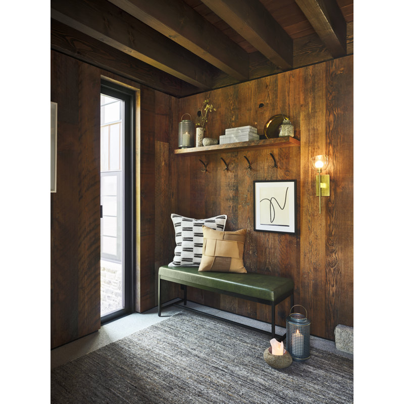 Alcott Faux Leather Upholstered Bench, Dark Green