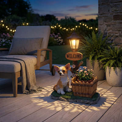 Adorable statue de jardinière pour chien avec support à plantes intégré pour les petites plantes grasses, les herbes et les minuscules plantes à fleurs, adorable décor en forme d'animal pour une utilisation intérieure et extérieure sur le patio, le rebord de la fenêtre, le bureau, le lit de jardin
