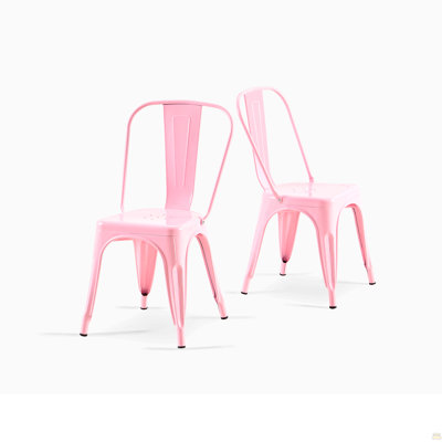 Ensemble de 2 chaises de salle à manger en métal ultrabrillant de 18 pouces de hauteur