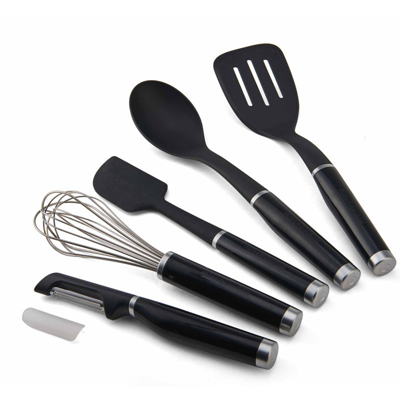 Black Stainless Steel and Plastic 15-Piece Kitchen Tool Set