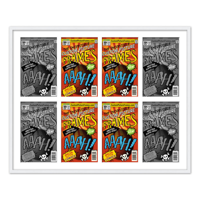 Cadre photo collage, 37,5 po x 26,5 po, 7,75 po x 10,5 po, Blanc / blanc
