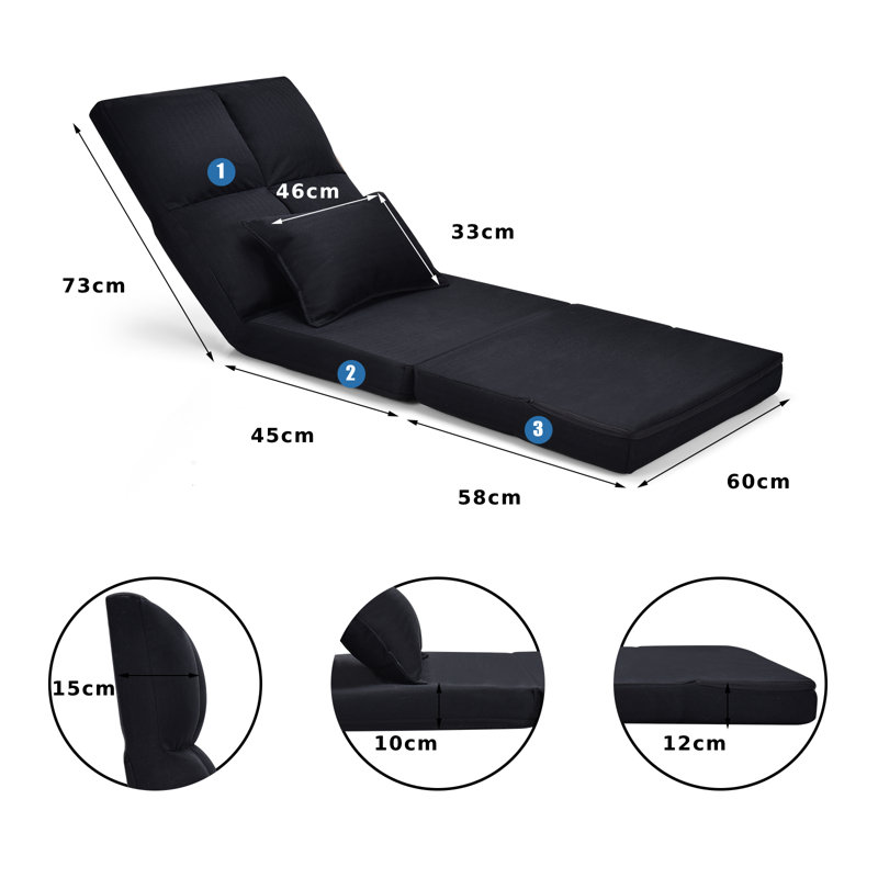 Alanis Twin 103 " Velvet Futon Chair, Black Velvet