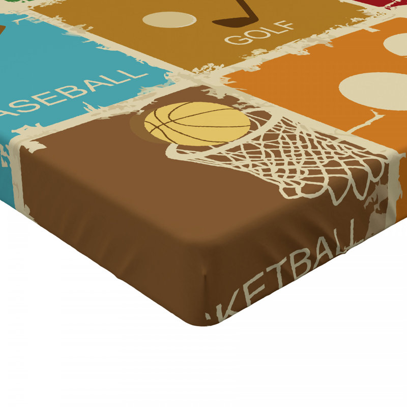 Microfiber Fitted Sheet, Queen Fitted Sheet, Brown/Orange/Blue Patchwork