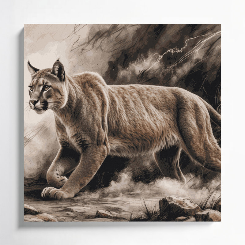 «Big Cats Patagonian Puma», art mural sur toile grise, H 12 po x l 12 po