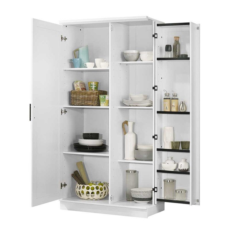  Armoire de rangement en bois d'ingénierie à 2 portes en blanc