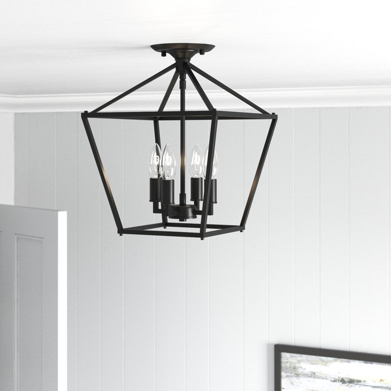 Plafonnier semi-encastré 4 lumières 12 po Drexil, Noir mat