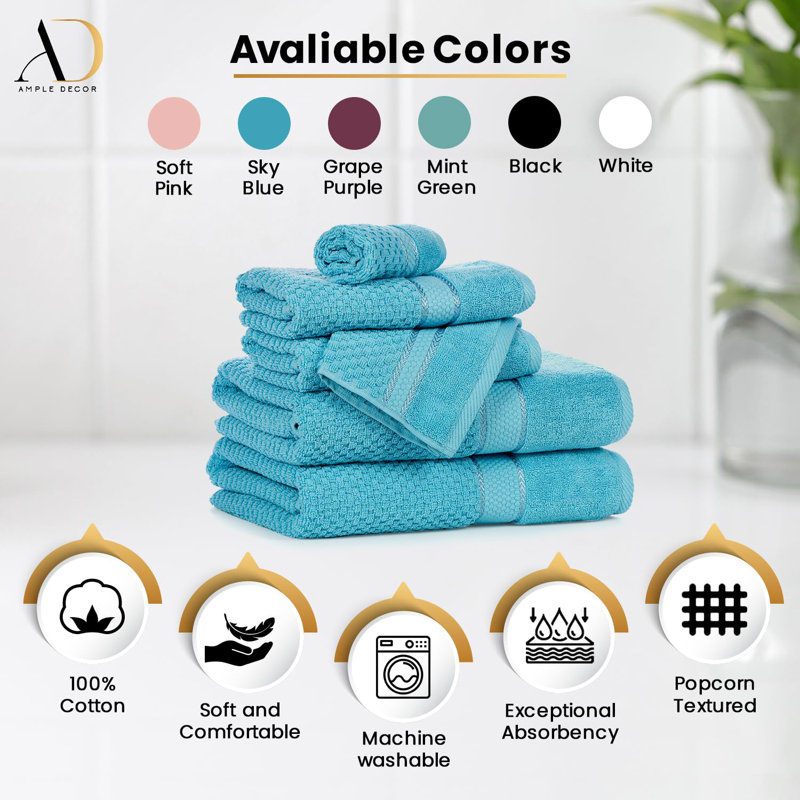 Collection de serviettes texturées 100% coton Mulaayam, Bleu ciel