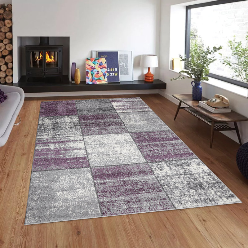Tapis mauve / gris Ehsan, Rectangle 5 pi x 7 pi