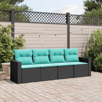 Ensemble de 4 canapés de jardin en rotin noir standard pour terrasse