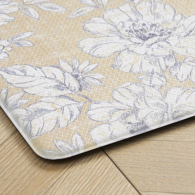 Laura Ashley Iris Comfort Standing Anti-Fatigue Mats, Yellow/Gold, Rectangle 1'5" x 5'