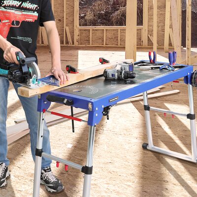 30'' H X 23'' W X 42'' D Workbench, Miter Saw Stand, Quick Folding Work Table with Detachable Miter -  WORKPRO, W082050AE