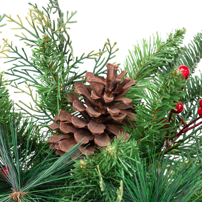 Mixed Pine With Berries Artificial Christmas Garland - 10' X 15" - Unlit