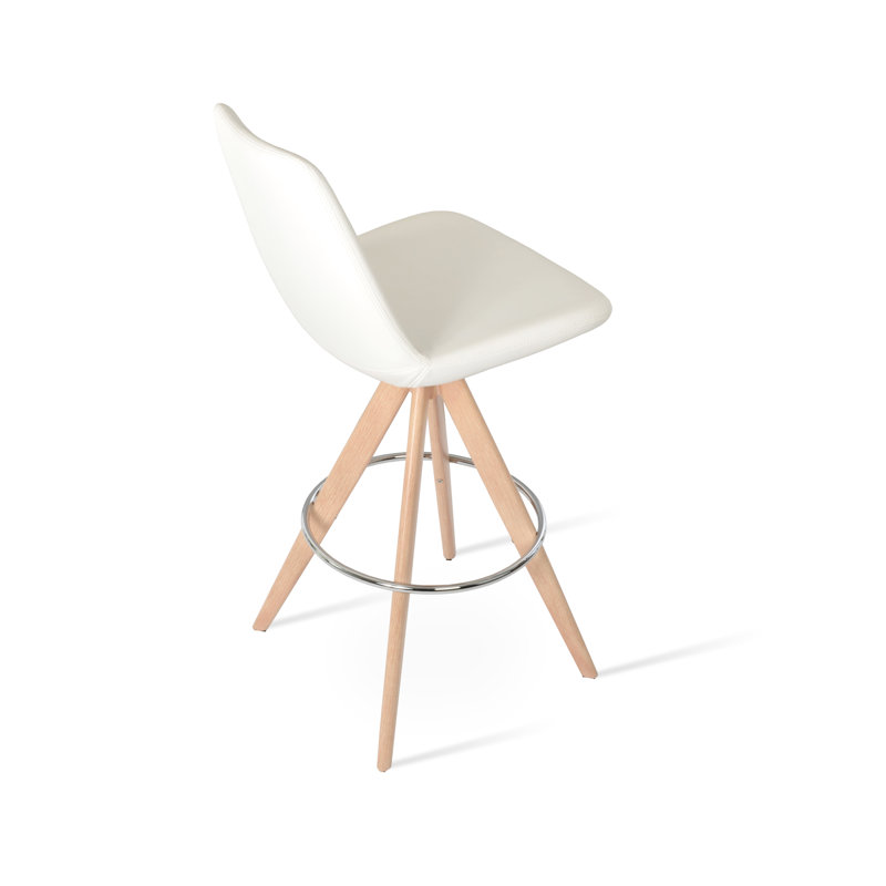 Tabouret pivotant 23 po, Naturel, Blanc