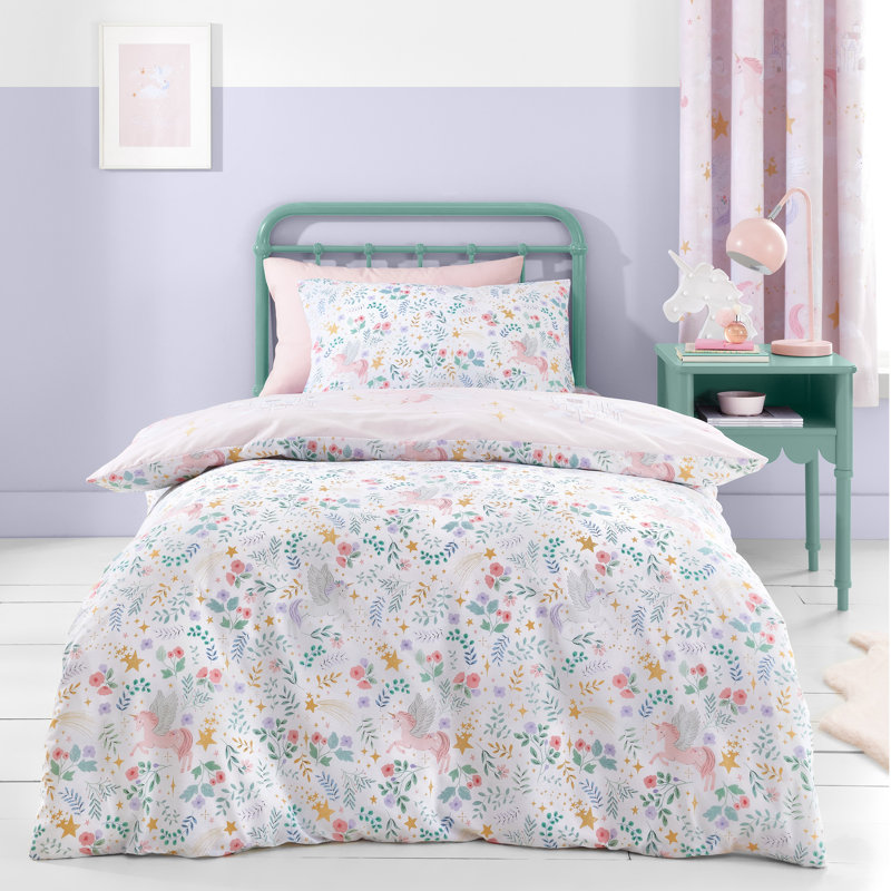 Fairytale Unicorn Duvet Cover Set Pink, Single
