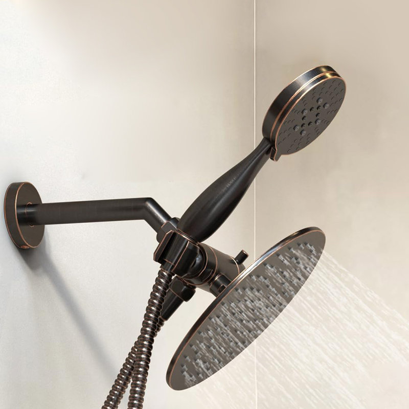 Dual Shower Head Combo, 8-Inch Rainfall & 3-Flow Handheld,2.5 GPM, Oil Rubbed Bronze