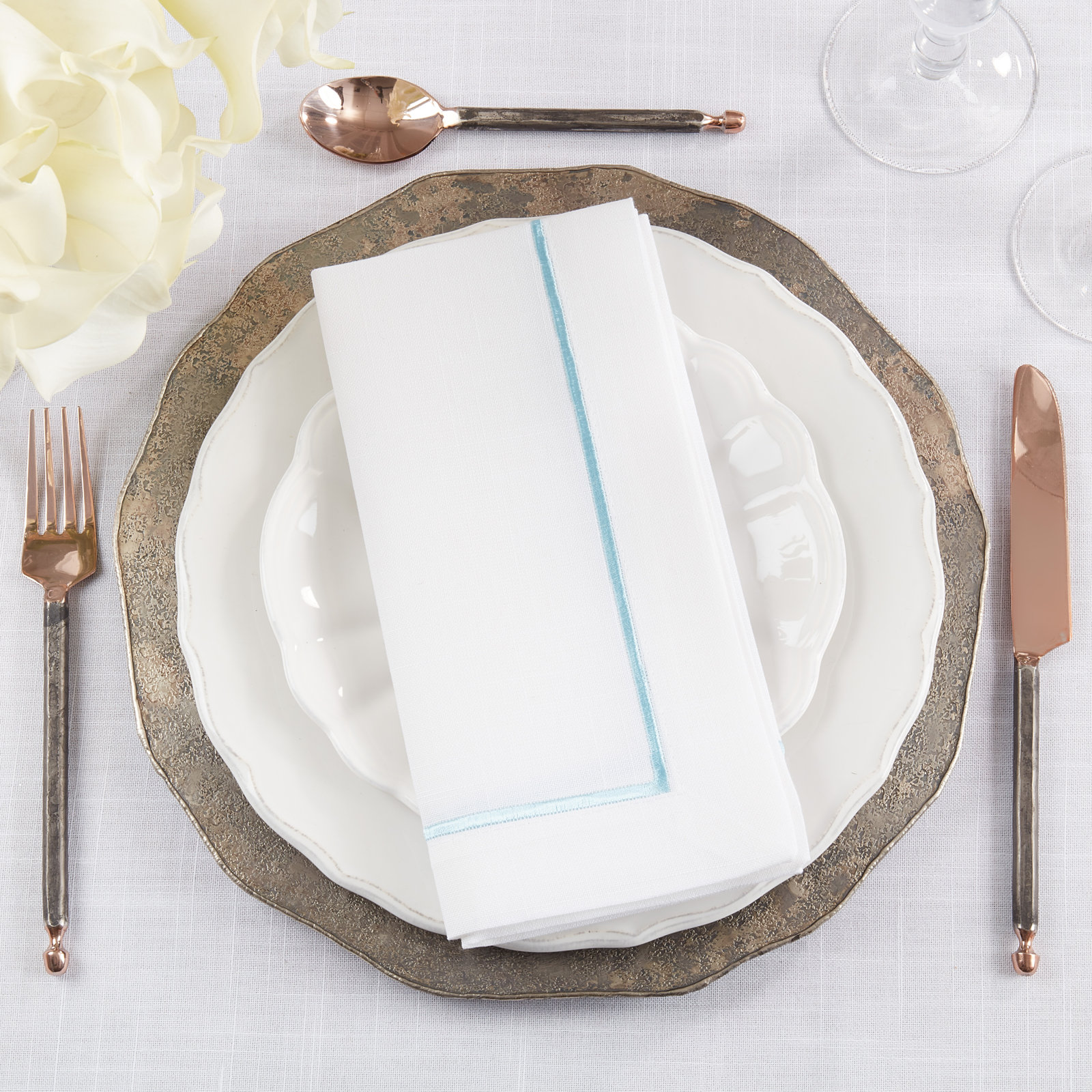 Odelle Reversible Napkin, Aqua