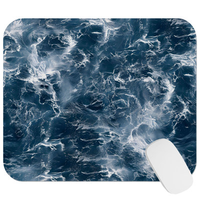 Coastal Ocean Waves Pattern III Nautical Gaming Cute Office Laptop Desk Pad Gift Mat Square Rectangle Non-Slip Mousepad