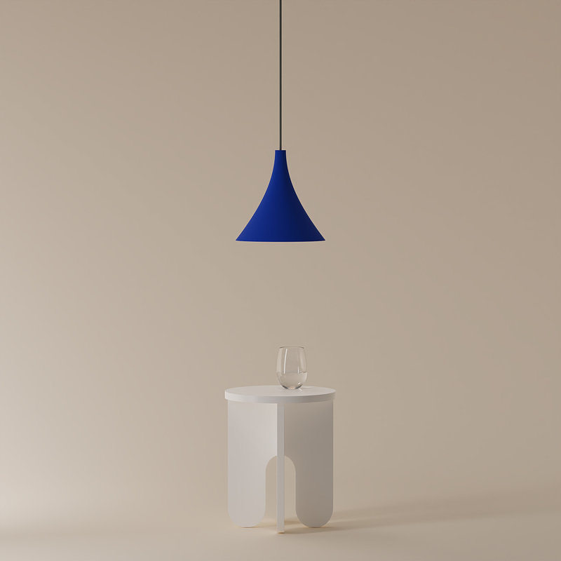 Gota Pendant Light, Black, Cobalt, 14" H x 9.84" W x 9.84" D