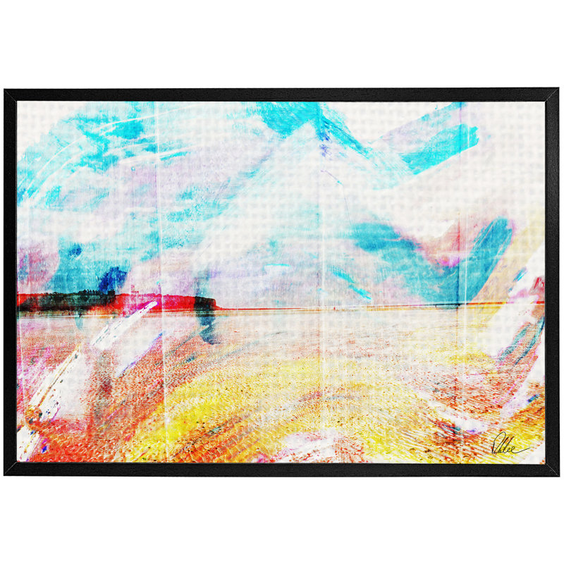 Beach View Cliffs - Single Picture Frame Print, Black, 61cm H x 91cm W