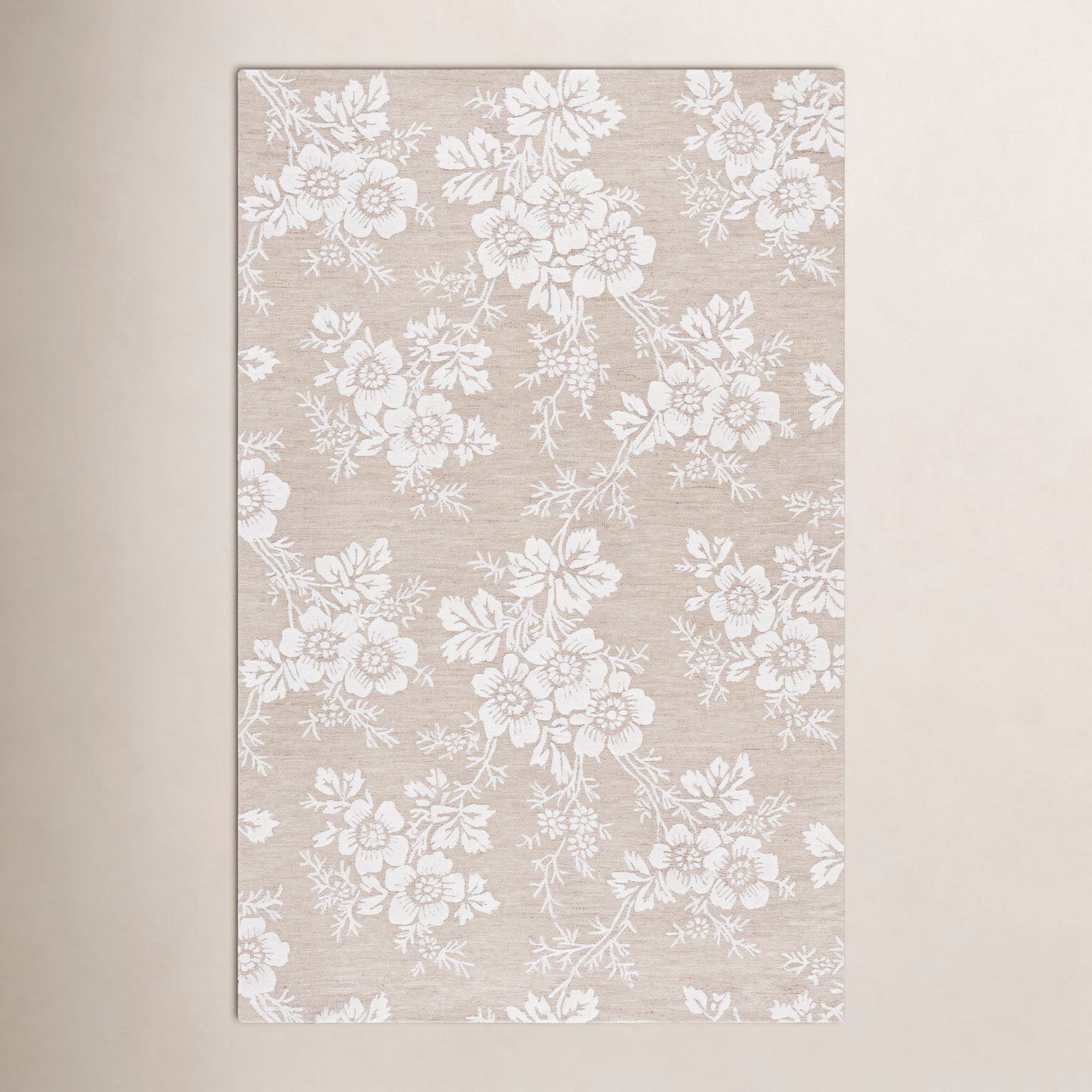 Hand-Tufted Wool Floral Rug, Rectangle 6' x 9'