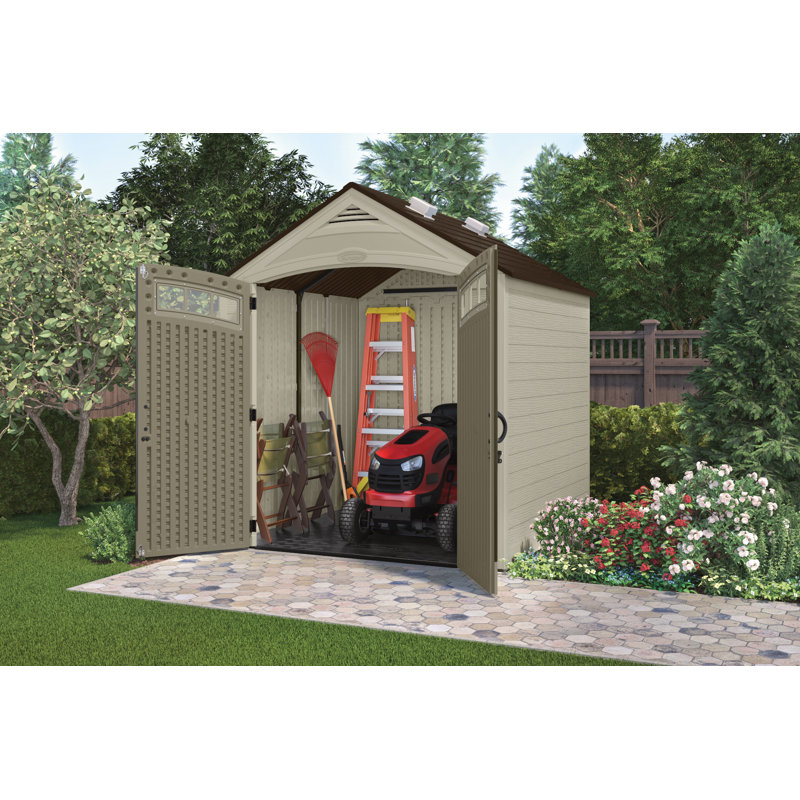Beige 7x7 ft Resin Storage Shed with Windows
