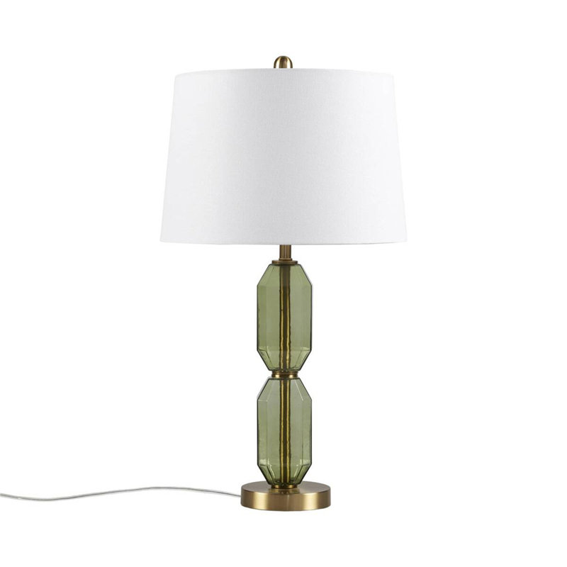 Lampe de table à facettes en verre vert - voir ci-dessous