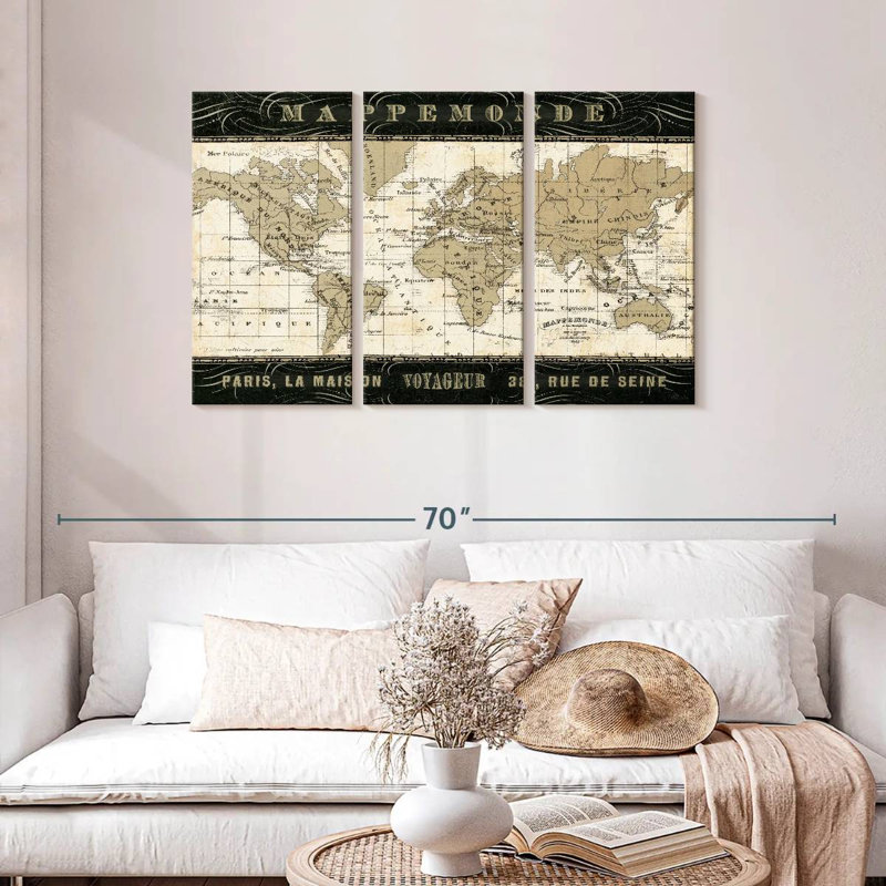 Mappemonde, H 28 po x l 45 po