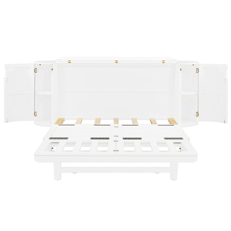 Grand lit avec motif tissé moderne et rangement caché - blanc, pour un décor polyvalent, les compartiments blancs et les vibrations rustiques ajoutent de la chaleur à votre