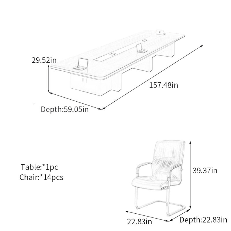 Table de conférence moderne et minimaliste avec rangement