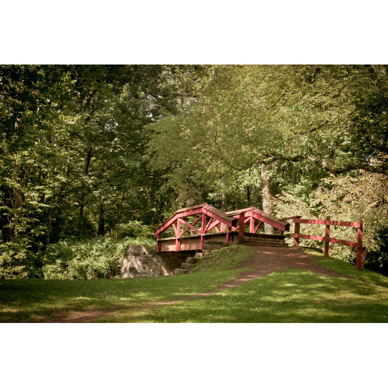 Pont en bois rouge par - impression, H 20 po x l 30 po