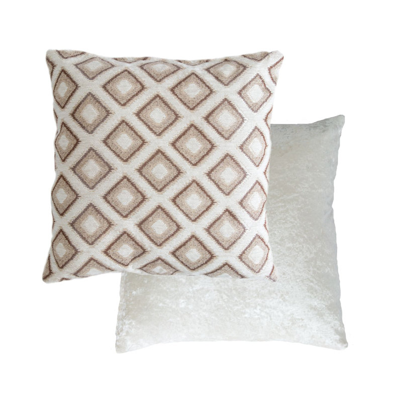 Kissling Geometric Square Throw Pillow Cover, Cream