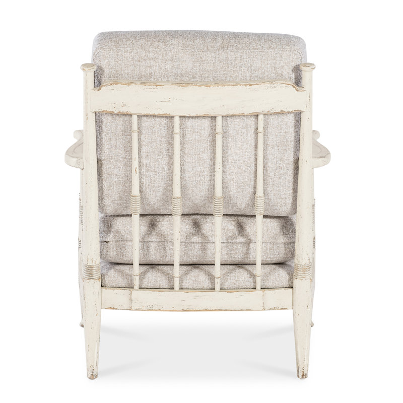 Prairie Beige Upholstered Chair with Spindle Arms