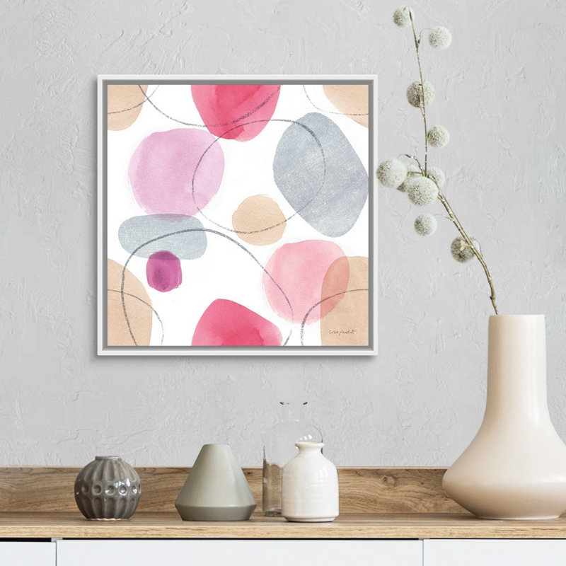 «Think Pink 14» par Lisa Audit - reproduction d'art, Toile blanche encadrée, H 18 po x l 18 po x P 1,75 po