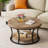 Round Coffee Table With Storage, 2-Tier Cocktail Table-970844197