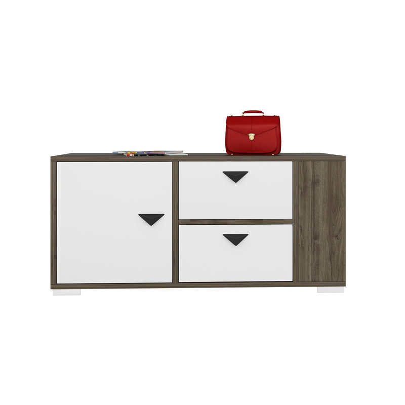 Armoire de rangement pour chaussures 4 paires, Noyer / Blanc