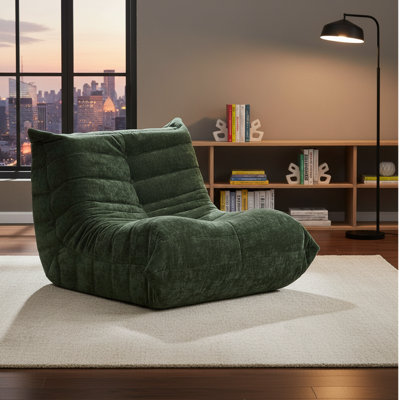 Fauteuil à billes géant en chenille verte pour salon, chambre à coucher, bureau et foyer