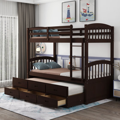 Filipp Twin over Twin Solid Wood Standard Bunk Bed with Trundle by Harriet Bee -  96D009602AB34C1B8A5F4F74855E77CE