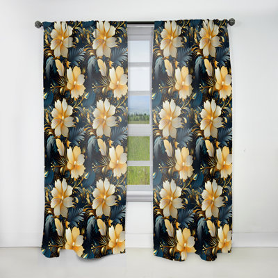 Celestial Tropics Tropical Pattern - Tropical Velvet Curtain - Room Darkening - 1 panel