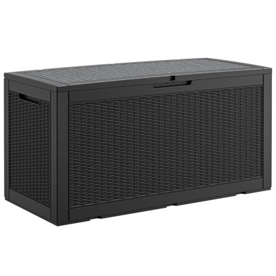 120 Gallon Multi-Functional Resin Deck Box – Lockable Outdoor Storage with Hydraulic Lid Support