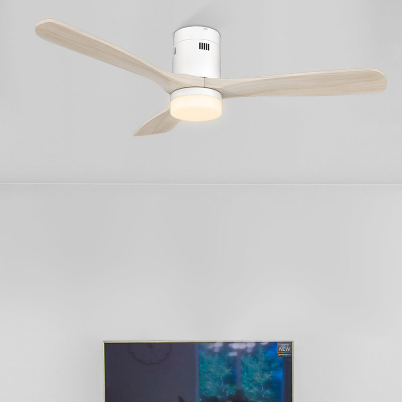 Amoni 52'' Ceiling Fan with LED Lights, White, Beige