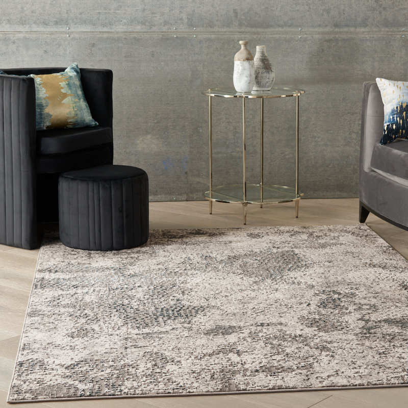 Abstract Area Rug in Gray, Runner 2'2" x 7'6"