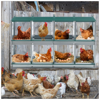 8 Compartment Metal Chicken Nesting Boxes With Vented Holes For Enhanced Egg Production And Easy Cleaning