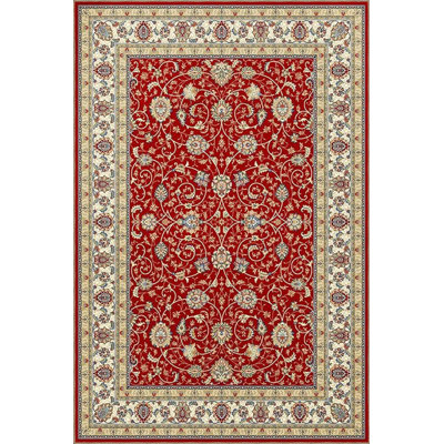 Red Themed Patterned Floral Vintage Decorative Rug Machine Washable