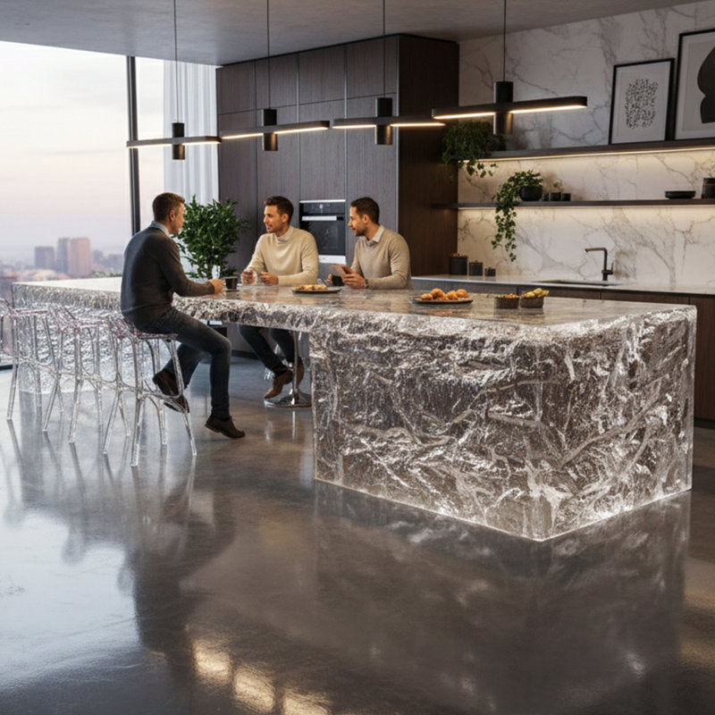 Luxury Ocean-inspired Large Kitchen Island – Modern Kitchen Island Table & Designer Kitchen Decor