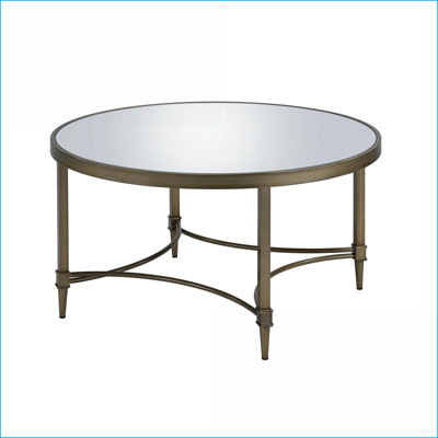 Table basse en laiton antique avec plateau en miroir de 5 mm - Pièce de salon glamour qui rehausse l'espace