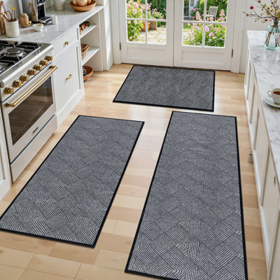 Non Slip Cross-Weave Pattern Kitchen Mat (Set of 3)
