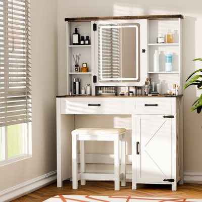 Table de coiffeuse moderne avec miroir pour chambre à coucher