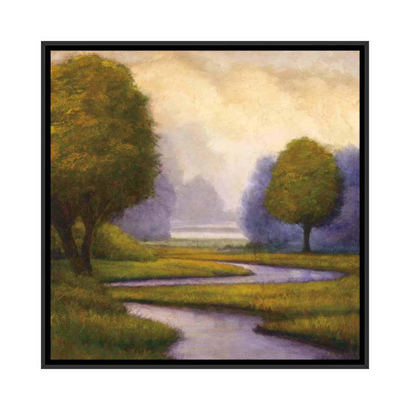 «Lavender Sunrise I», reproduction d'art sur toile, H 18 po x l 18 po x P 1,5 po, Toile encadrée noire, Pas de tapis