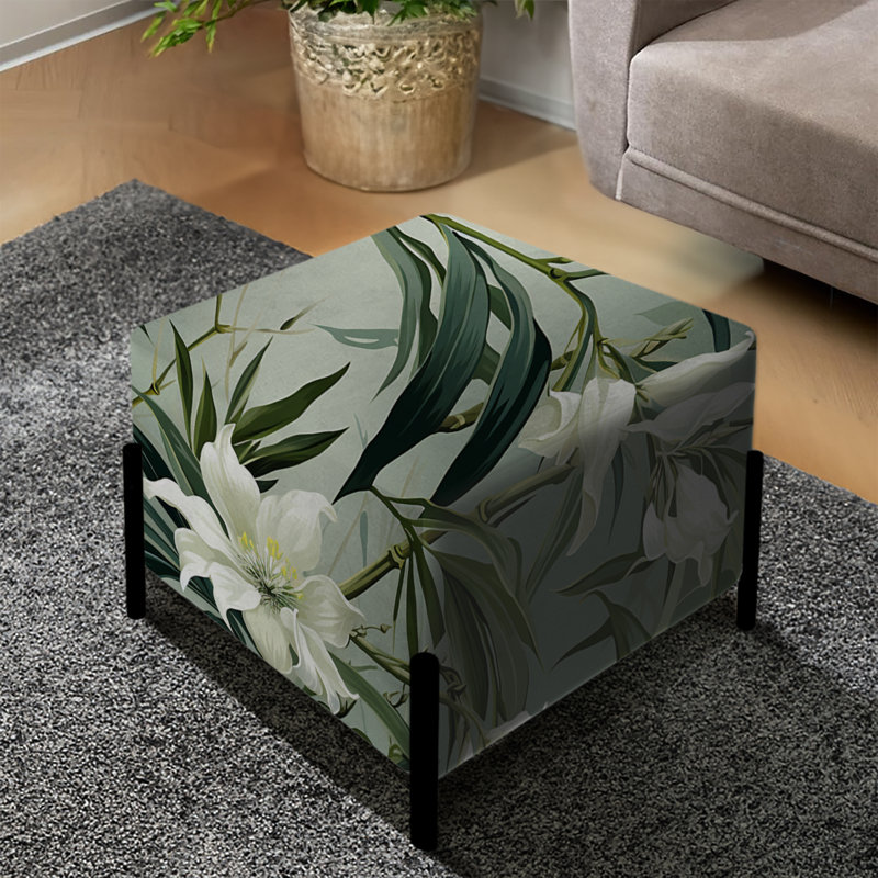Bamboo Elegance Tropical Motif II - repose-pieds carré tropical